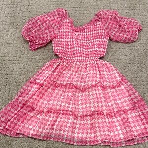 Art Class Pink Houndstooth Kids Dress